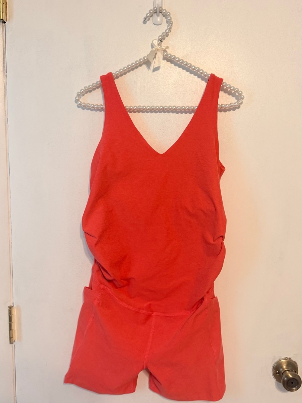 Women's Coral V-Neck Tank Romper